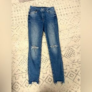 H&M distressed jeans, high-waisted, size 27